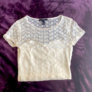 Forever 21 lace mesh crop top 🌸